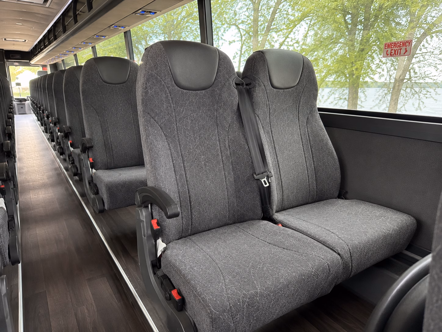 sandy charter bus rental interior